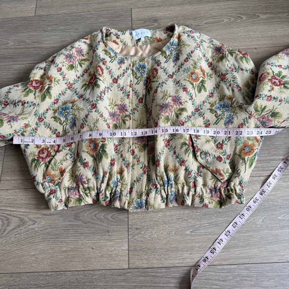 Mabel Floral Fabric Quilted bomber Jacket Size Large - Picture 10 of 11